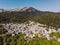 Thasos island small town of Panagia in the middle of the island, with houses painted in white and stone roofs, traditional greek