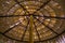 Thatch roof made from dried palm leaves took from below and inside the shed on the sunny day in tropical area.