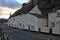 Thatched cottages on a street, close to the sea at Minehead, Somerset