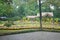 Thatched gazebo and flower garden