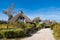 Thatched houses with blue sky in Ahrenshoop, Germany