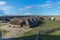 Thatched huts in Eketorps borg, a viking village in Ã–land, Sweden