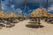 Thatched parasol at Bavaro beach, Dominican Republ