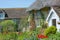 Thatched roofed cottage and garden. UK