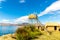 Thatched tower on Floating Islands on Lake Titicaca, Peru, South America.
