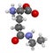 Theanine herbal molecule. 3D rendering.  Constituent of tea prepared from Camellia sinensis. Also taken as nutritional supplement