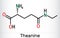 Theanine, theanin molecule. It is neuroprotective agent, plant metabolite, is found in green tea. Skeletal chemical formula