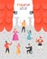 Theater Actor Characters Set. Flat People Theatrical Stage Poster. Artistic Perfomances Man and Woman