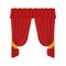 Theater background with open red velvet curtains in retro style