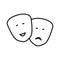 Theater blackoutline emotion masks icon vector. Comedy and drama simbols.