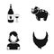 Theater, circus, bristles and other web icon in black style.brunette, beard, makeup icons in set collection.