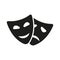 The theater and mask icon. Drama, comedy, tragedy symbol. Flat