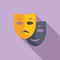 Theater mask icon flat vector. Mental busy coping skills