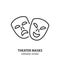 Theater mask line icon. Comedy and tragedy vector symbol. Editable stroke