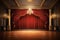 Theater Performance Show Stage with Curtains Colored Red Inside the Room Looks Luxurious and Majestic