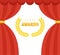 Theater red curtain and gold laurel wreath. Film festival award,