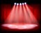 Theater stage with red curtain. Vector illustration.