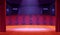 Theater stage, red curtains and auditorium