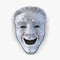 Theatre Comedy Mask White Marble on white. 3D illustration