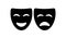 Theatre mask icon silhouette. Theatre drama comedy vector icon, actor acting logo