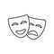 Theatre mask icon silhouette. Theatre drama comedy vector icon, actor acting logo