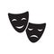 Theatre or opera drama masks black isolated vector icon.