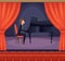 Theatre pianist. musician playing classical music on scene entertainment. vector background