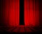 Theatre red curtain open with seats