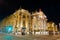 The Theatre Royal in Newcastle on Grey Street illuminated at night wide angle