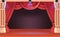 Theatre show performance with red curtain elegant drapery and wood floor for movie, show, comedy, theatrical, music, performing