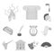 Theatrical art monochrome icons in set collection for design.Theater equipment and accessories vector symbol stock web