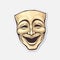 Theatrical comedy mask. Vintage opera mask for happy actor. Face expresses positive emotion