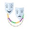 Theatrical Comedy and Tragedy Masks Flat Vector