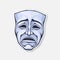 Theatrical drama mask. Vintage opera mask for tragedy actor. Face expresses negative emotion