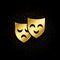 theatrical masks gold icon. Vector illustration of golden particle background