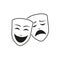 Theatrical masks icon on white background isolated vector illustration.