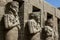 The Theatrical Porticoed Courtyard with Osiris columns in the Temple of Ramesses 3rd at Karnak Temple at Luxor in Egypt.