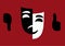 Theatrical symbol of a laughing and crying mask. Theatrical symbol of tragedy and comedy