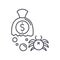 Theft money icon, linear isolated illustration, thin line vector, web design sign, outline concept symbol with editable