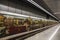 Thematic train dedicated to the great Patriotic war of the Soviet Union, at the Moscow metro station `Ramenki`. Moscow,