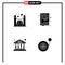 Thematic Vector Solid Glyphs and Editable Symbols of design, government, education, bank home, pump