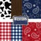 Theme westerns set of seamless patterns