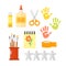 Themed kids creativity creation symbols poster in flat style with artistic objects for children art school fest unusual