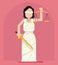 Themis Femida with scales and sword symbol of law justice flat icon vector illustration