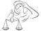 Themis looks at the scales. Black and white vector illustration of a femida that violates justice. The symbol of