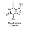 Theobromine molecular structure. Xantheose skeletal chemical formula. Chemical molecular formula vector illustration