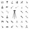 Theodolite on tripod line icon