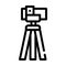 Theodolite, vertical projection device line icon vector illustration