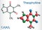 Theophylline or 1,3-dimethylxanthine molecule. It is purine alkaloid, dimethylxanthine, xanthine derivative. Vasodilator,