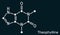 Theophylline, dimethylxanthine molecule. It is purine alkaloid, xanthine derivative. Vasodilator, antiinflammatory drug. Skeletal